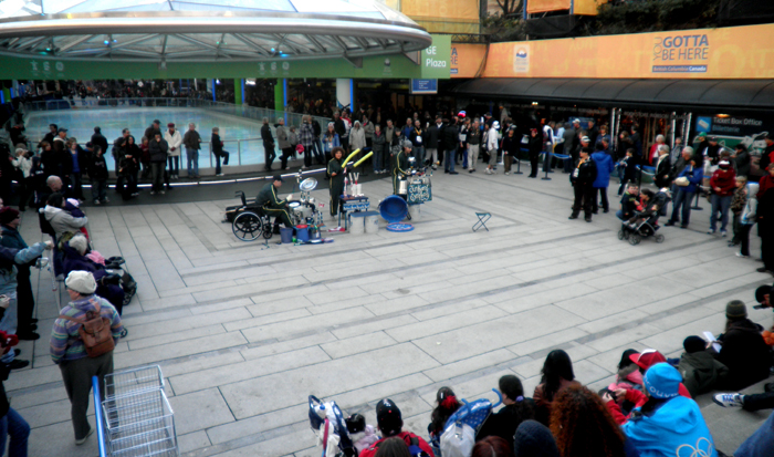 Performing at Robson Square in downtown Vancouver